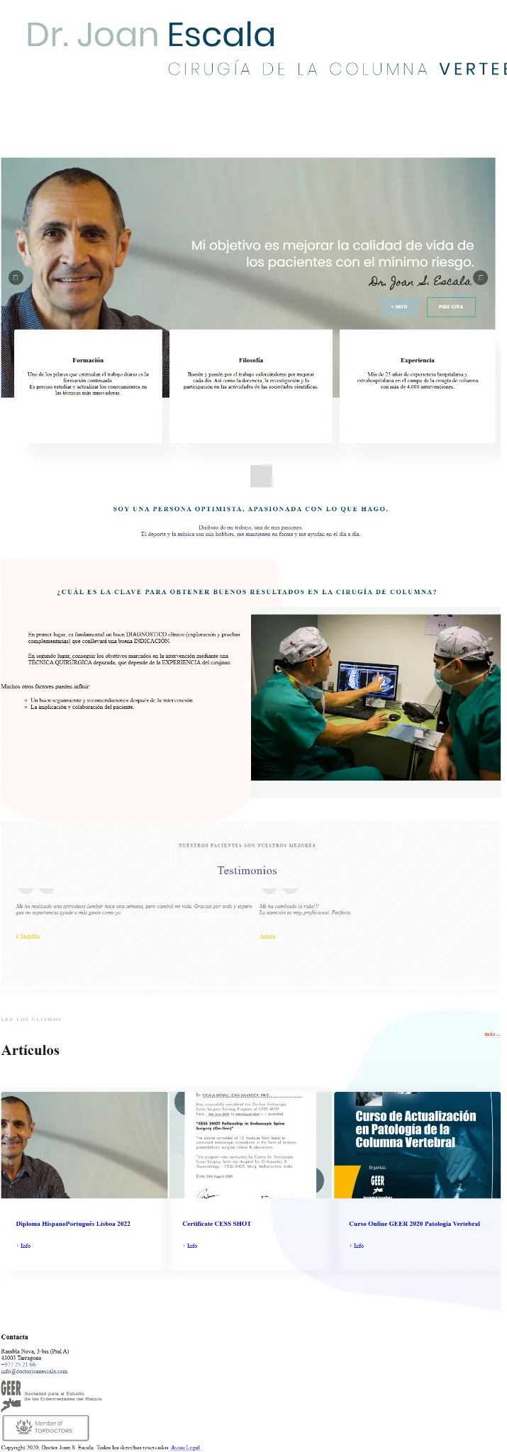 Web anterior del Doctor Joan Escala